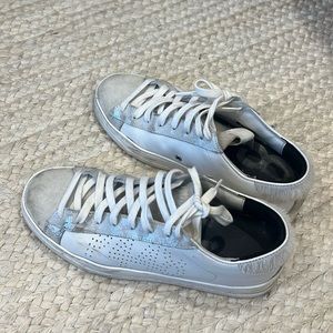 P448 white and silver sneakers